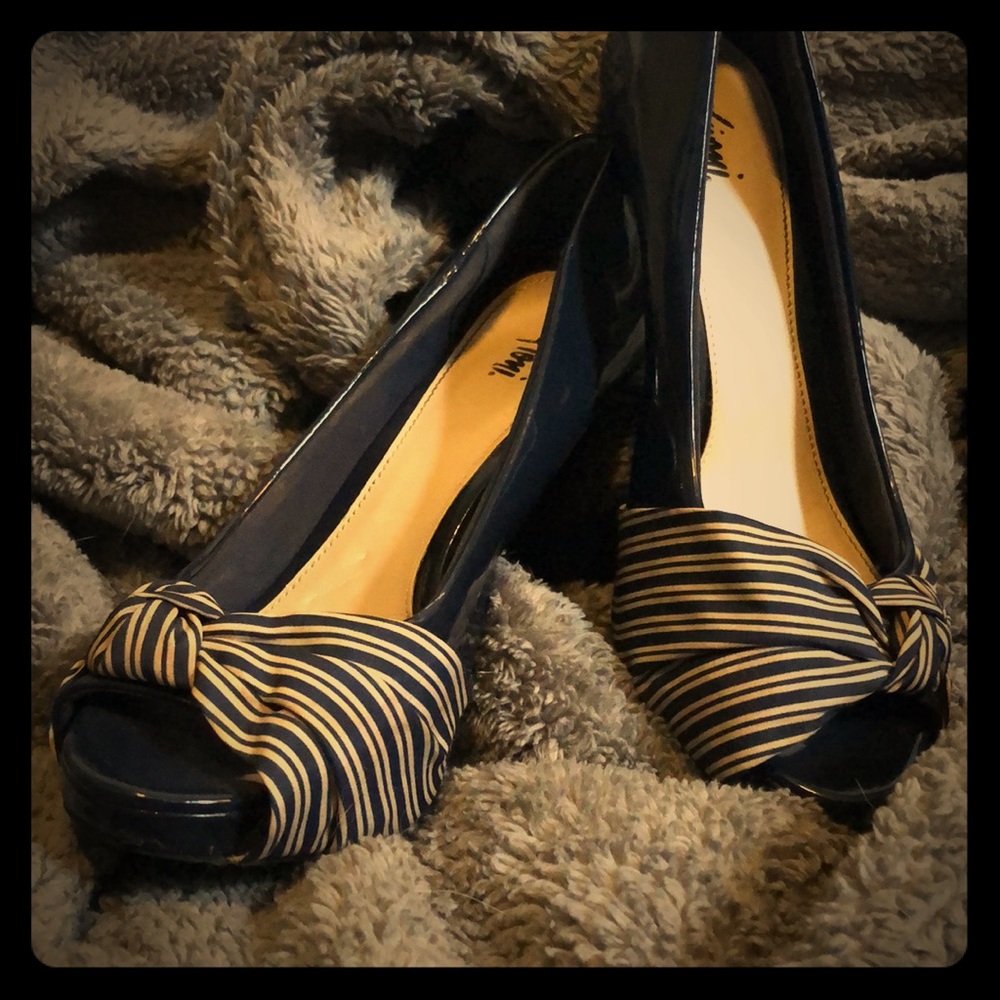 Fioni Formal Navy Open Toe Heels